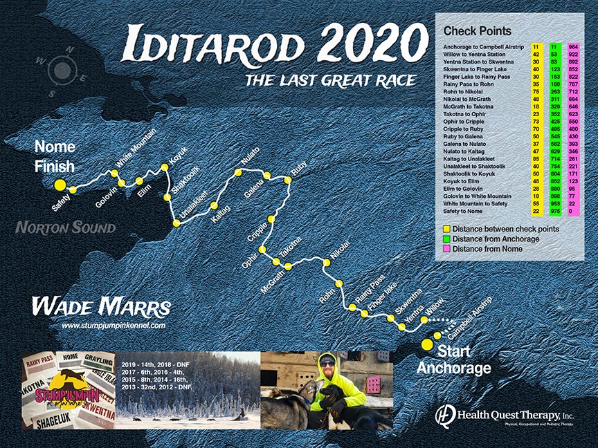 Wade Marrs Iditarod race map